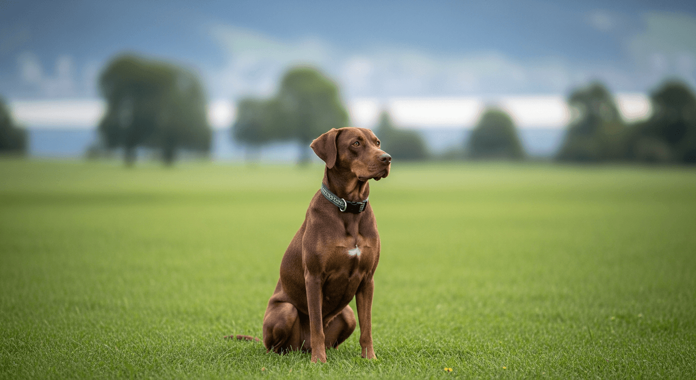 Chien attentif assis dans un champ près de la région lémanique