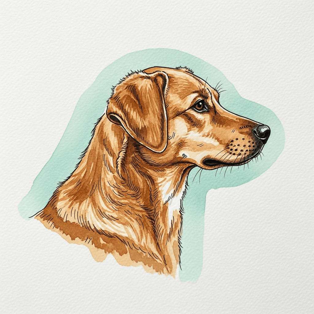 Illustration aquarelle premium de profil canin